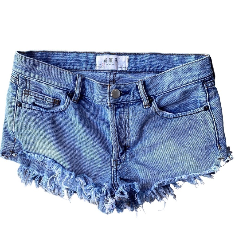 Free People We The Free Denim Distressed Shorts 25